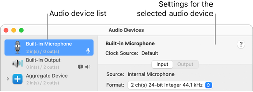 The Audio Devices window.